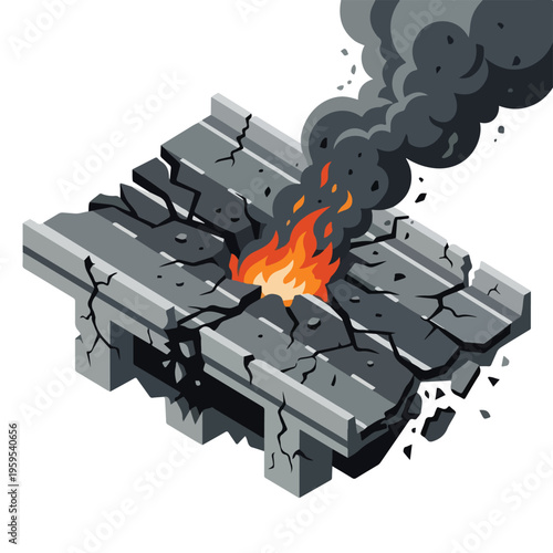 vector isometric condition of damaged road with holes due to missile attack 4