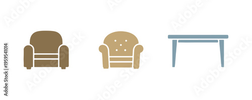 Stylish furniture icon pack designed in the Stampico theme.