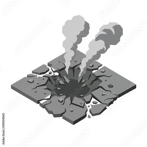 vector isometric condition of damaged road with holes due to missile attack 3