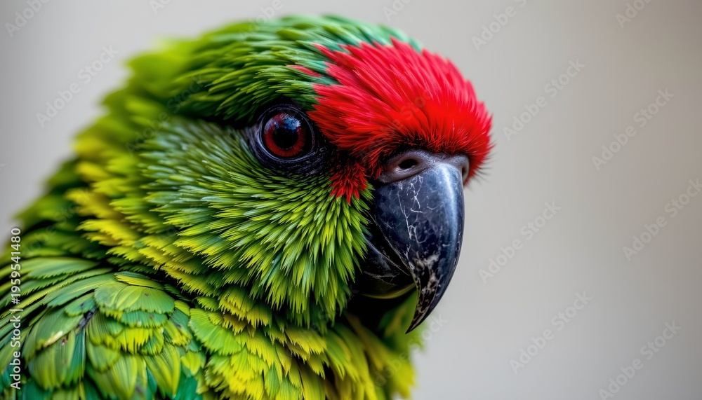 Fototapeta premium The image features a close up of a vibrant, colorful bird with intricate feather details