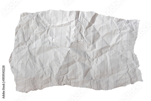 фотографія Crumpled Torn Lined Notebook Paper Strip with Wrinkles Isolated on Transparent B