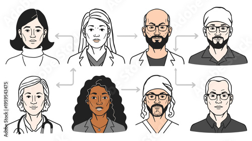 A stylized abstract illustration conveying creativity and modernity on a clean white background