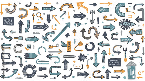 A set of hand-drawn arrow icons in a playful, modern style, conveying direction and movement.