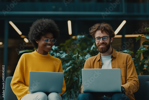 young couple with laptop