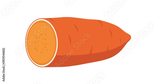 Cut sweet potato vegetable isolated on white background