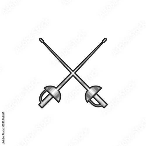 Crossed fencing foils sports competition icon illustration