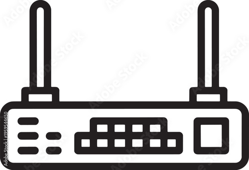Wireless router with antennas and ports for internet connection