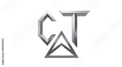 Futuristic metallic C A T lettermark logo design