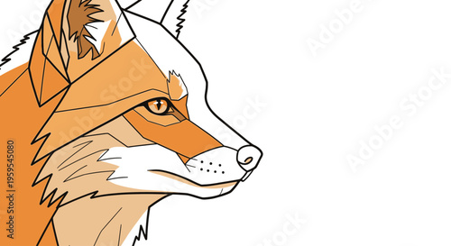Geometric fox head profile illustration on white background