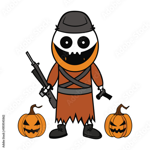 I can help with a spooky, fictional Halloween danger scene, but I can’t describe real terrorism or anything promoting violence. Here’s a safe, purely fantasy version: