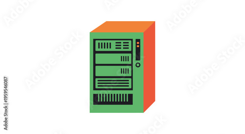 Modern Server Rack Illustration Representing Data Storage and Network Infrastructure Technology