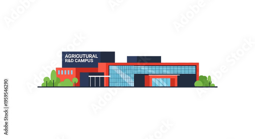 Modern Agricultural R&D Campus Building with Lush Greenery