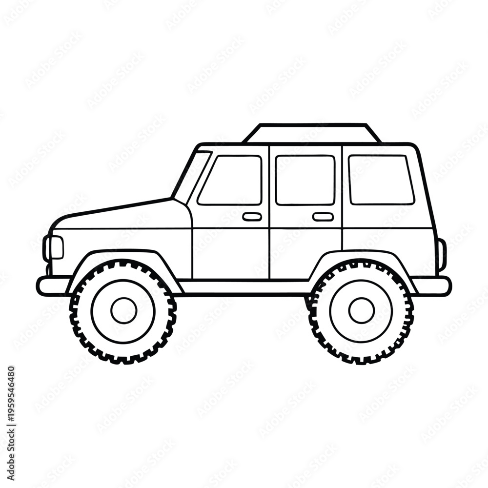 Obraz premium An off-road car built for adventure, featuring rugged tires, high ground clearance, and powerful performance to conquer rocky trails, muddy paths, and rough terrain with ease. 