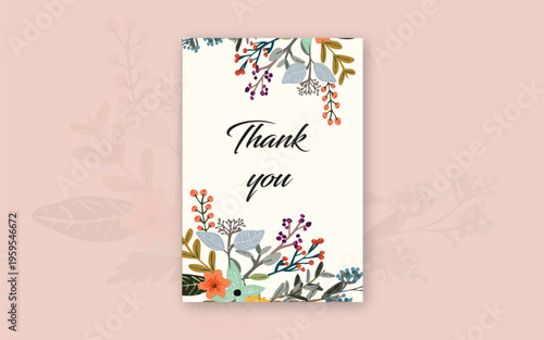 thank you card template, business card, aesthetic greeting card template.