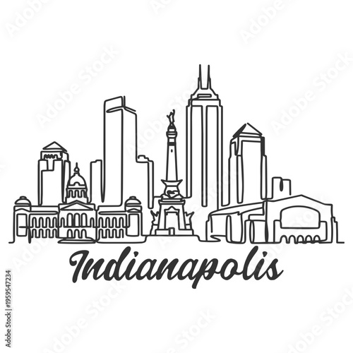 Indianapolis City Skyline - Minimalist Hand Drawn Illustration