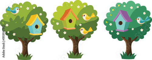 Flat vector illustration set of young students in school uniforms carrying backpacks and walking to primary education classes.