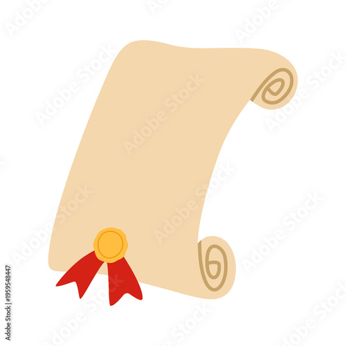 Unrolled Diploma Parchment Scroll Illustration