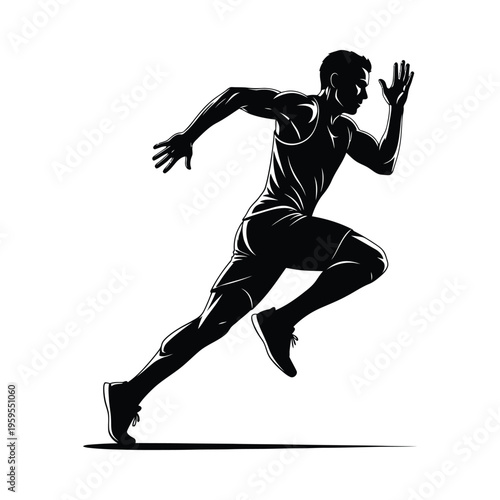 Silhouette of a runner in mid-stride, showcasing determination and athleticism in a dynamic pose