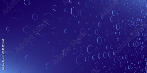 Blue Hexagon Pattern. Abstract Medical Chemical Tech Background. Hexagonal Pattern for Hi-Tech Science Design. Cyber Hexagon 3D Grid Sci-Fi Game Backdrop. Vector Illustration.