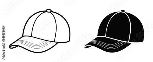 Vector of two baseball caps displayed side by side
