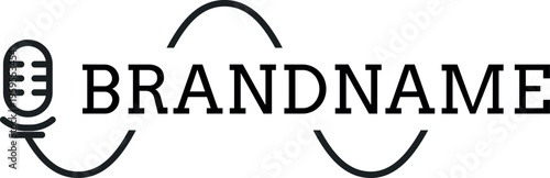 Modern Podcast Microphone Logo for Radio Streaming and Audio Content Creators