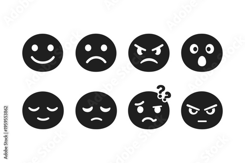 Collection of diverse emoji icons representing various emotions and feelings