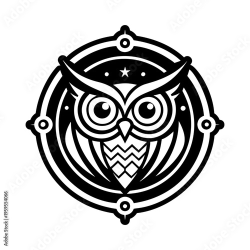 A solid style icon of cosmic owl symbol