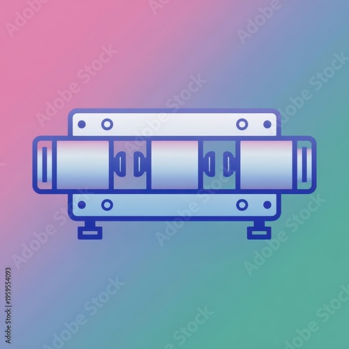 Abstract illustration of a mechanical device with a gradient background, symbolizing technology