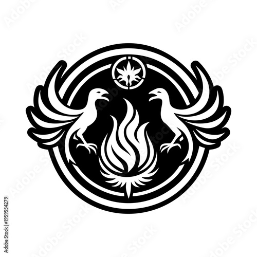 Firebird seal symbol icon in solid style