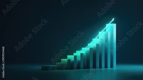 Abstract representation of a growing bar graph symbolizing business success and progress
