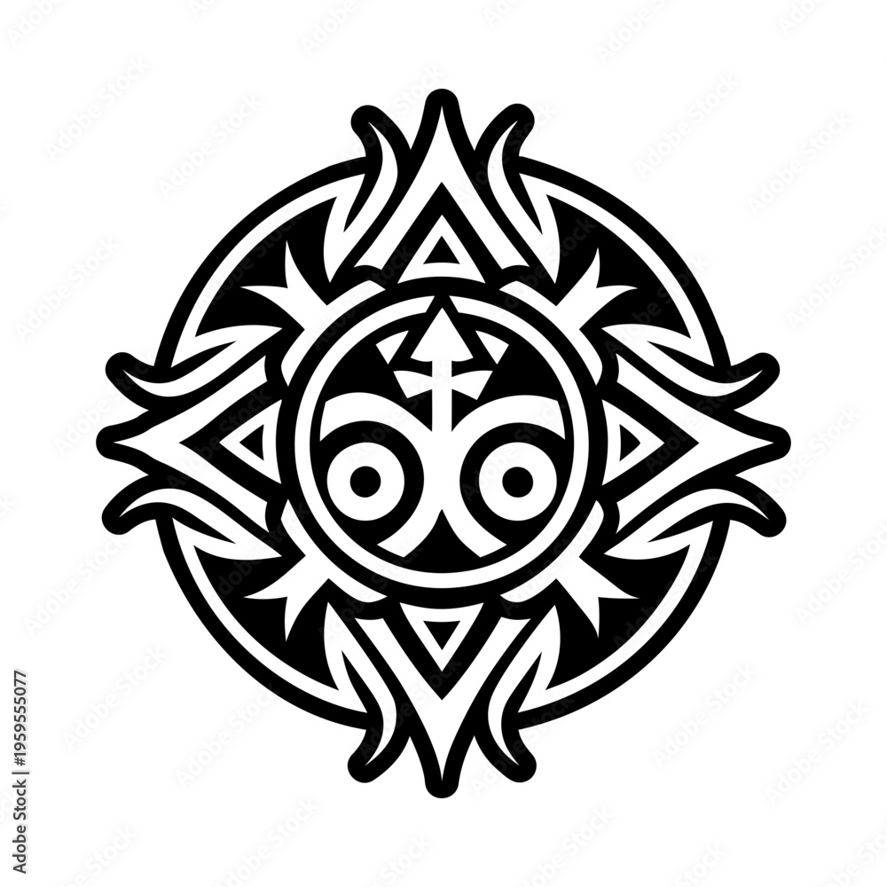 Naklejka premium A solid style icon of tribal spirit symbol