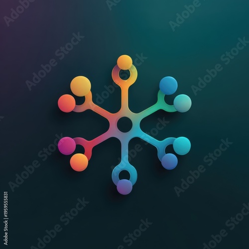 Abstract colorful snowflake design on a dark background, suitable for digital art and graphics