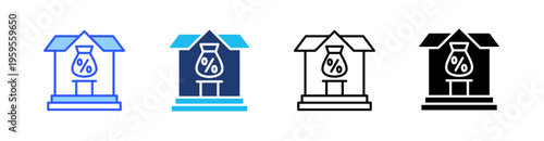 Loan Multi Style Icon Set Vector 