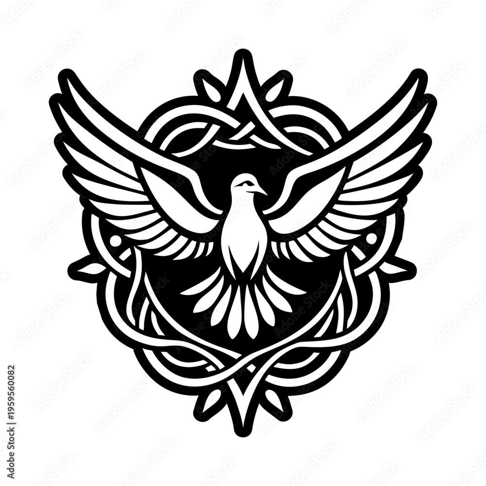 Obraz premium Peace dove symbol icon in solid style