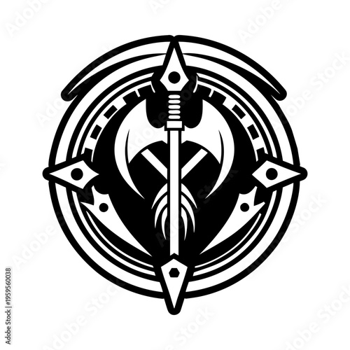 A glyph style icon of death scythe symbol