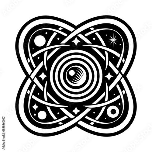 A glyph style icon of cosmic pathway symbol