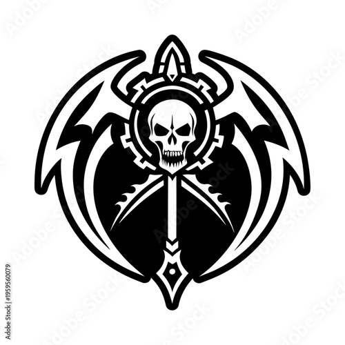A filled style icon of scythe symbol