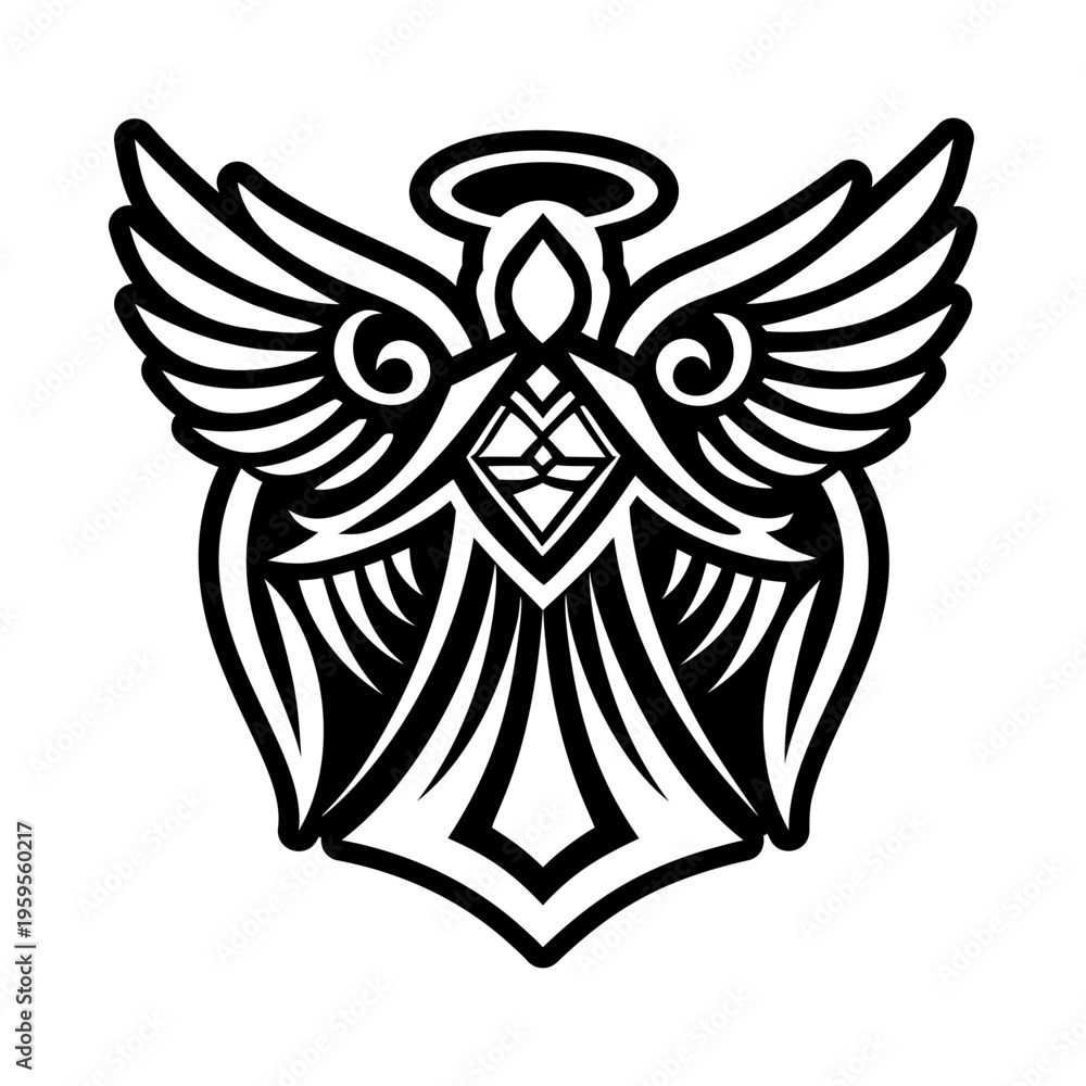 Naklejka premium A glyph style icon of guardian angel symbol