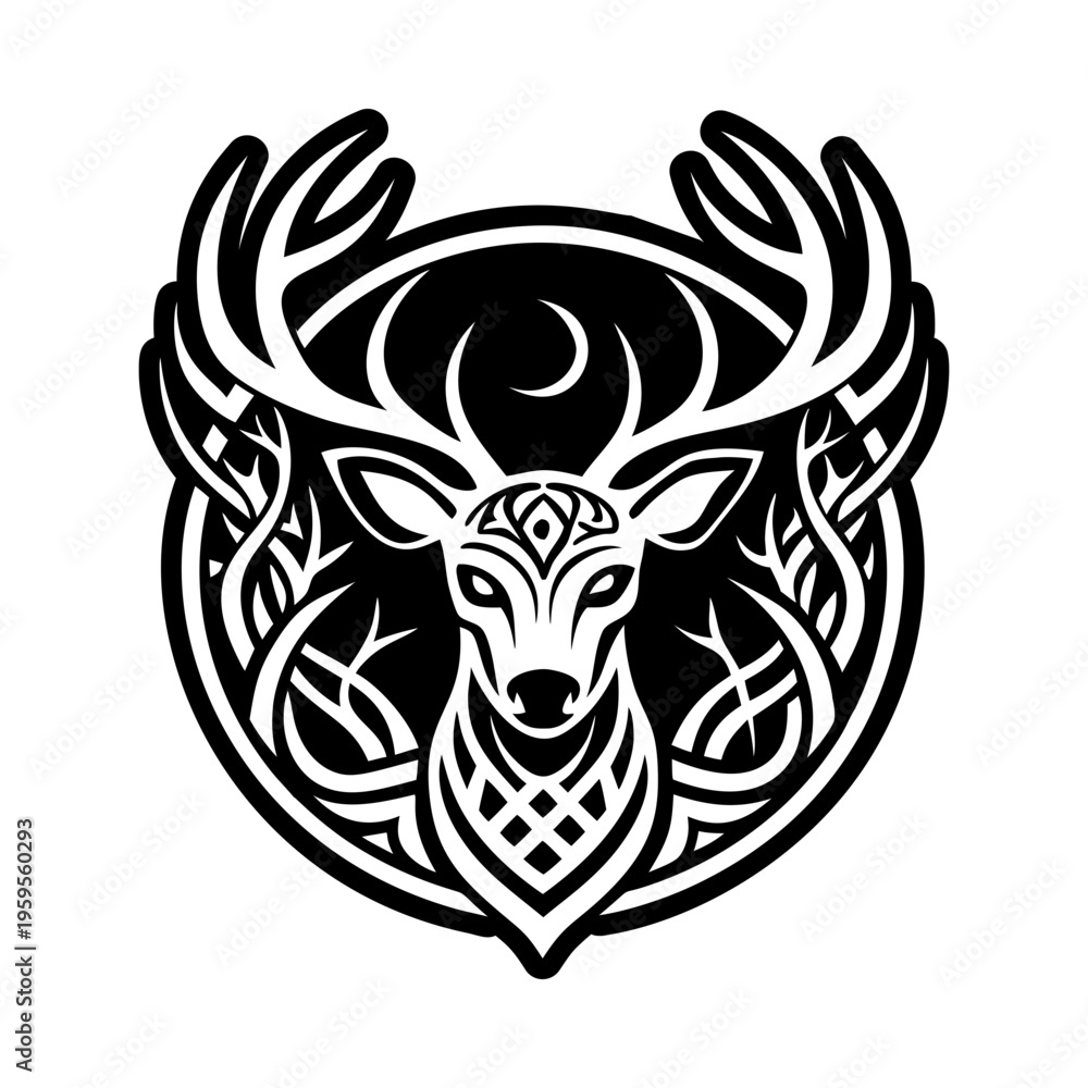 Obraz premium Stag head icon in glyph style