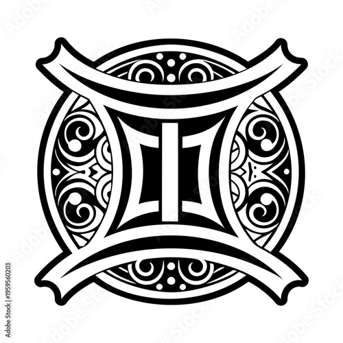 A solid style icon of gemini symbol