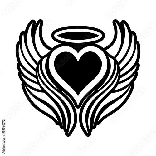 A glyph style icon of love angel symbol
