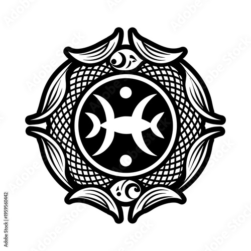 Pisces fish icon in filled style