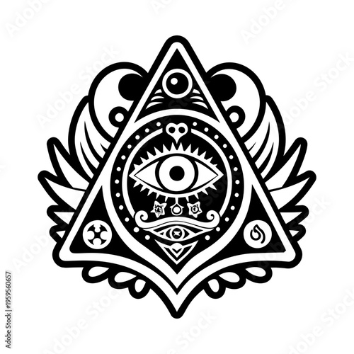 A solid style icon of spirit board symbol