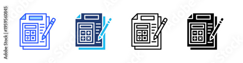 Calculator Multi Style Icon Set Vector 