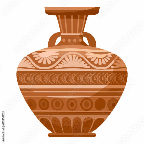 Ancient greek amphora vase with detailed geometric and animal motifs