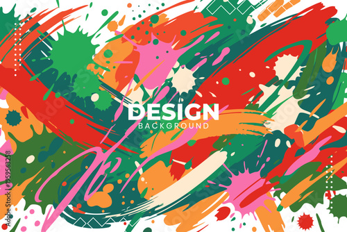 Vibrant paint splatters explode across the canvas