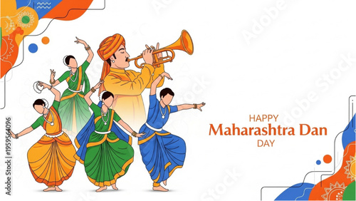 People celebrate Maharashtra Day with traditional dance performance outdoors