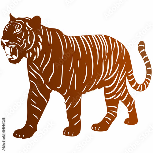 Stylized illustration of a tiger with a striped monochromatic design