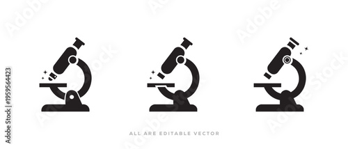 Microscope Silhouette Icon with  – Biology, Chemistry, Medical Lab Icon Vector illustration