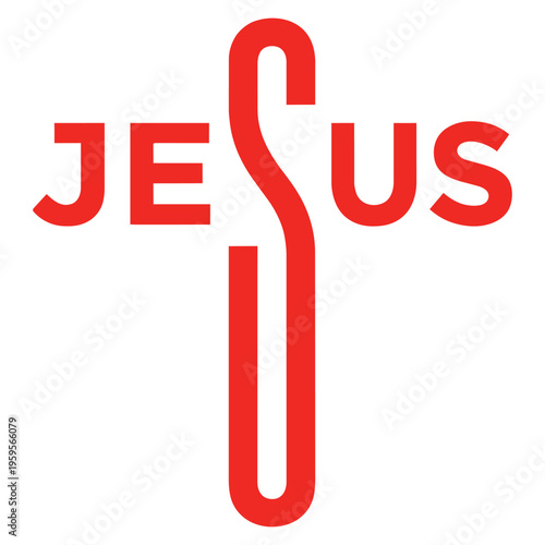 Red Jesus Cross Symbol Sign.